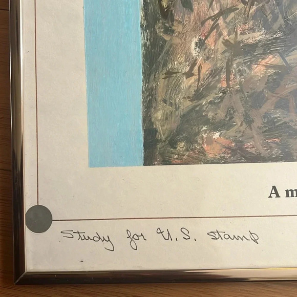 Richard La Dow Vintage Signed Original Painting Stamp Art signed Framed - Picture 2 of 6